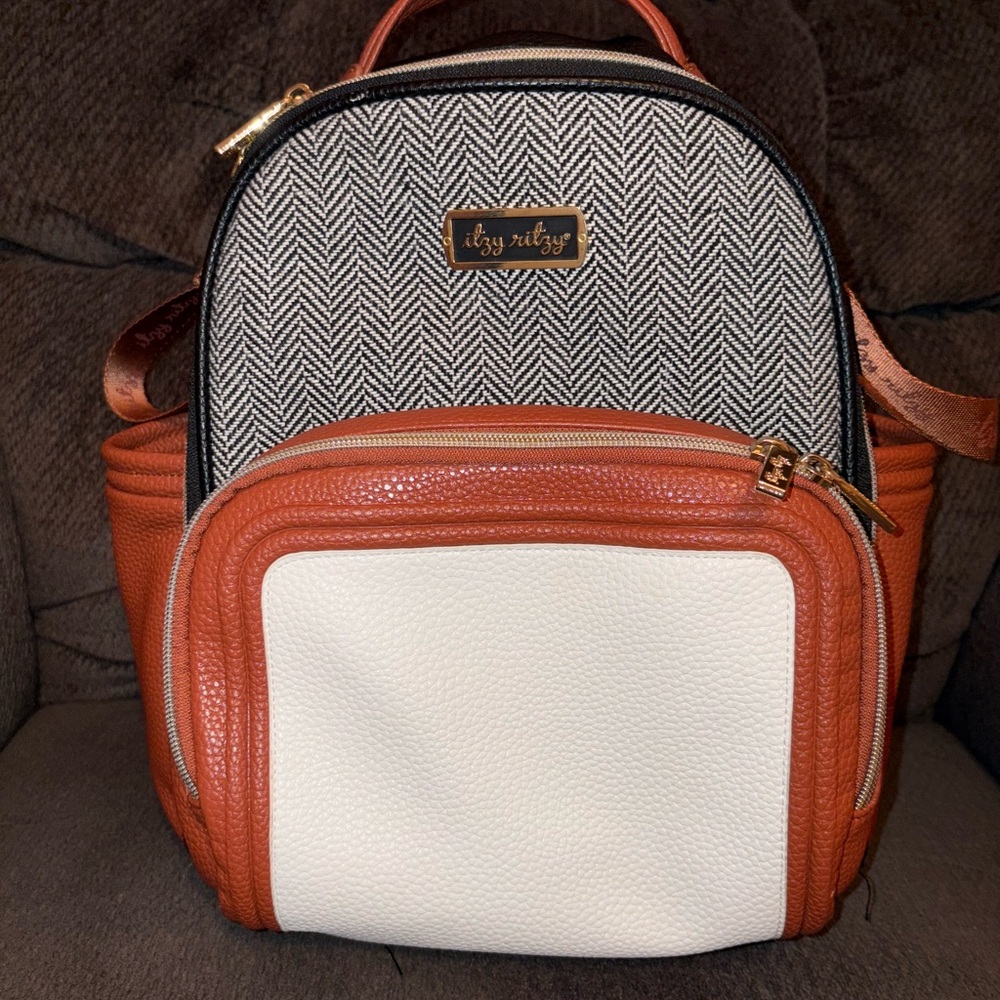 Itzy Ritzy Mini Plus Diaper Bag -  Coffee and Cream